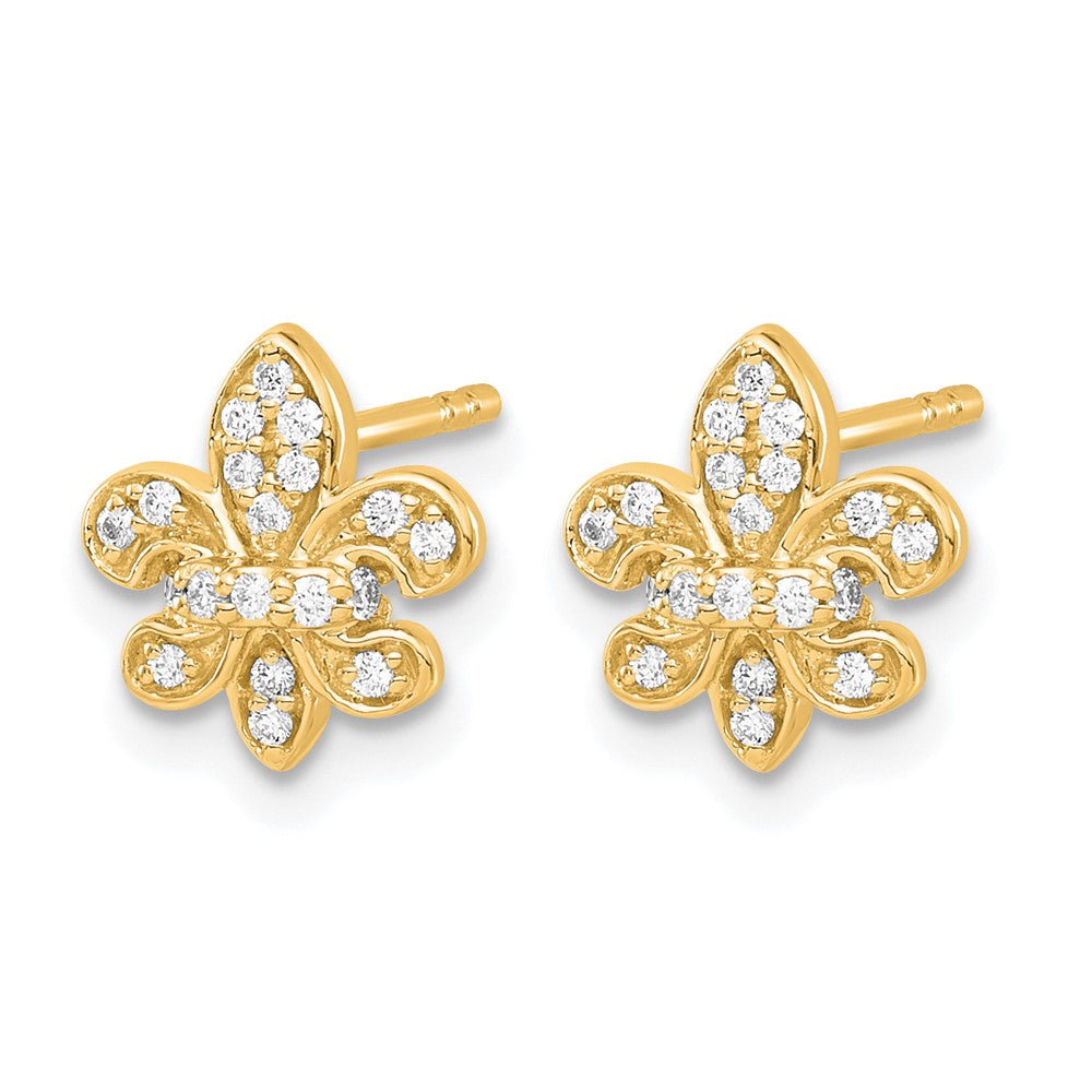 14k Diamond Fleur de Lis Post Earrings