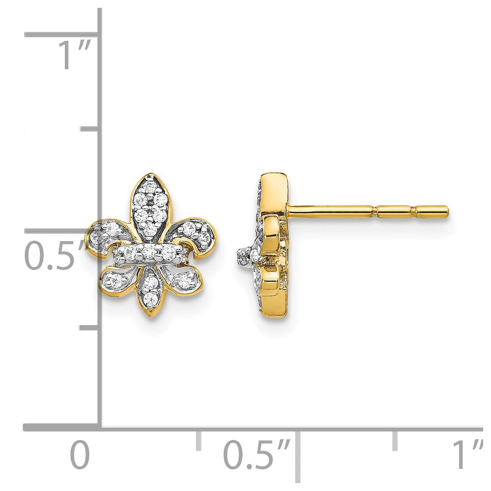 14k Diamond Fleur de Lis Post Earrings