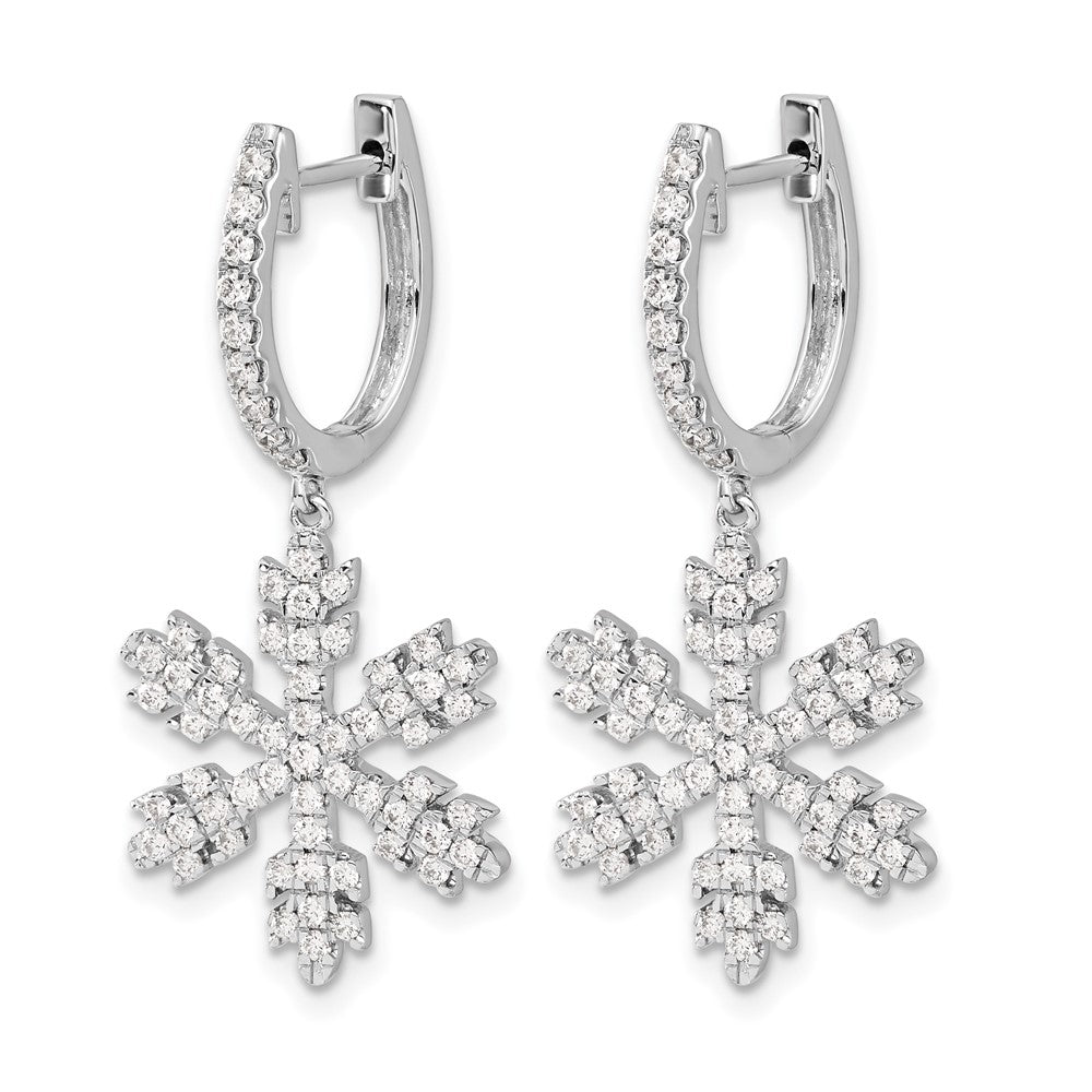14k White Gold Diamond Snowflake Earrings