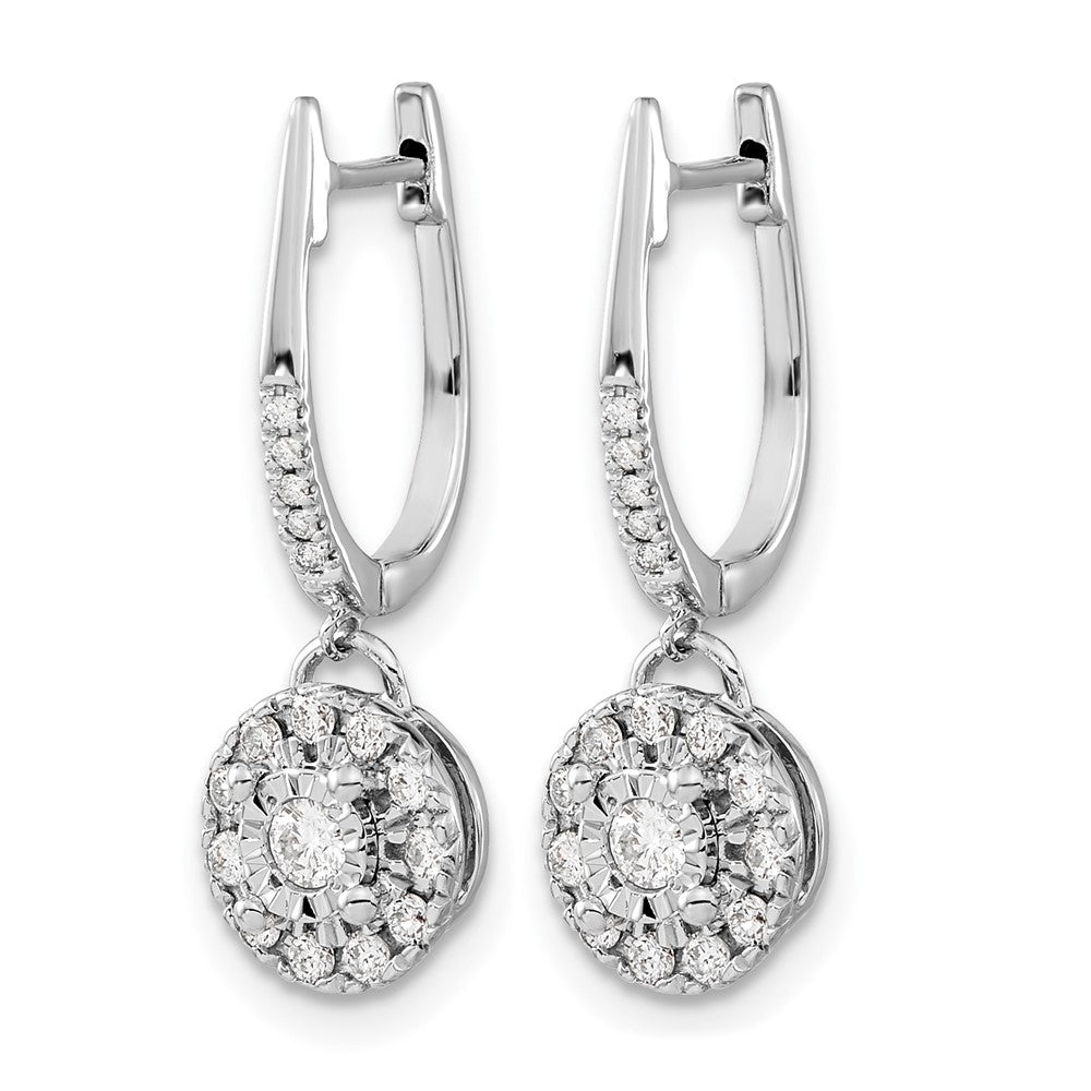 14k White Gold 0.35ct Dia. Round Dangle Hinged Hoop Earrings
