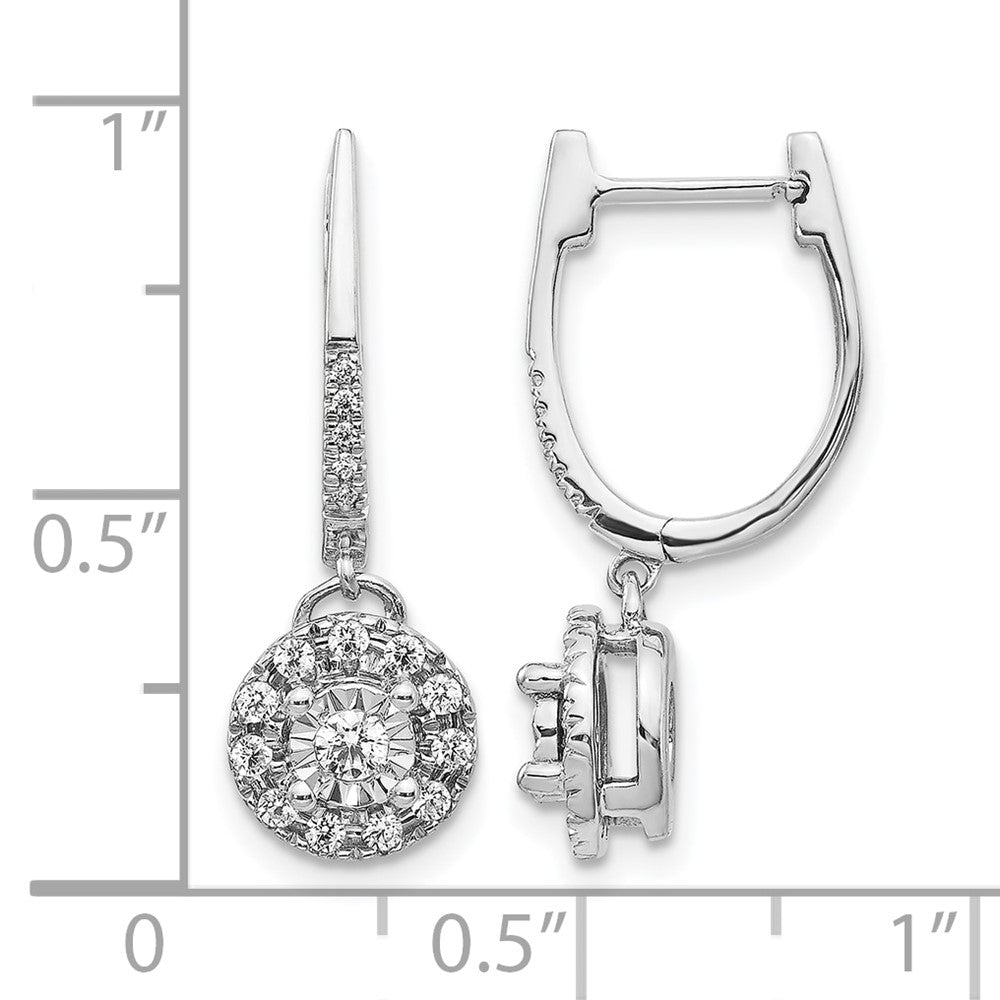 14k White Gold 0.35ct Dia. Round Dangle Hinged Hoop Earrings