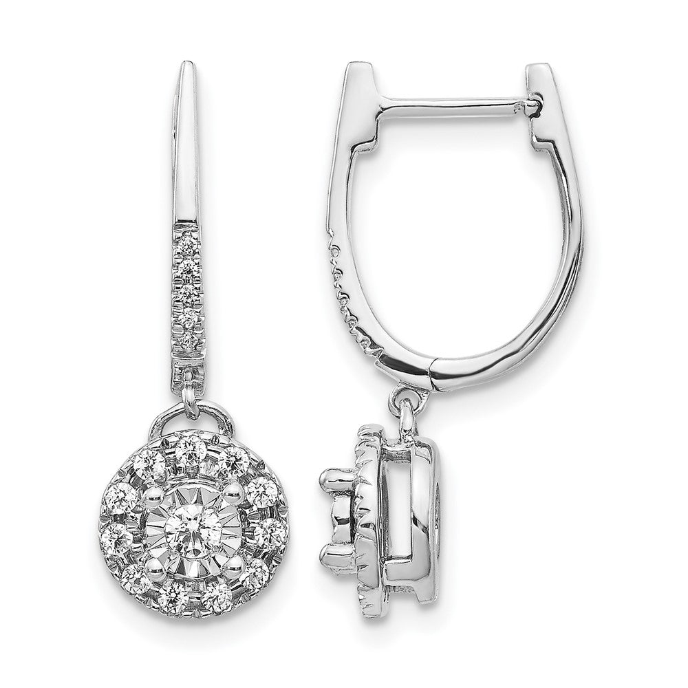 14k White Gold 0.35ct Dia. Round Dangle Hinged Hoop Earrings