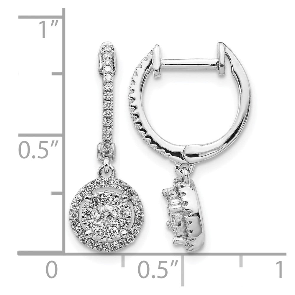 14k White Gold Diamond Hinged Hoop Earrings
