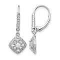 14k White Gold Diamond Leverback Earrings
