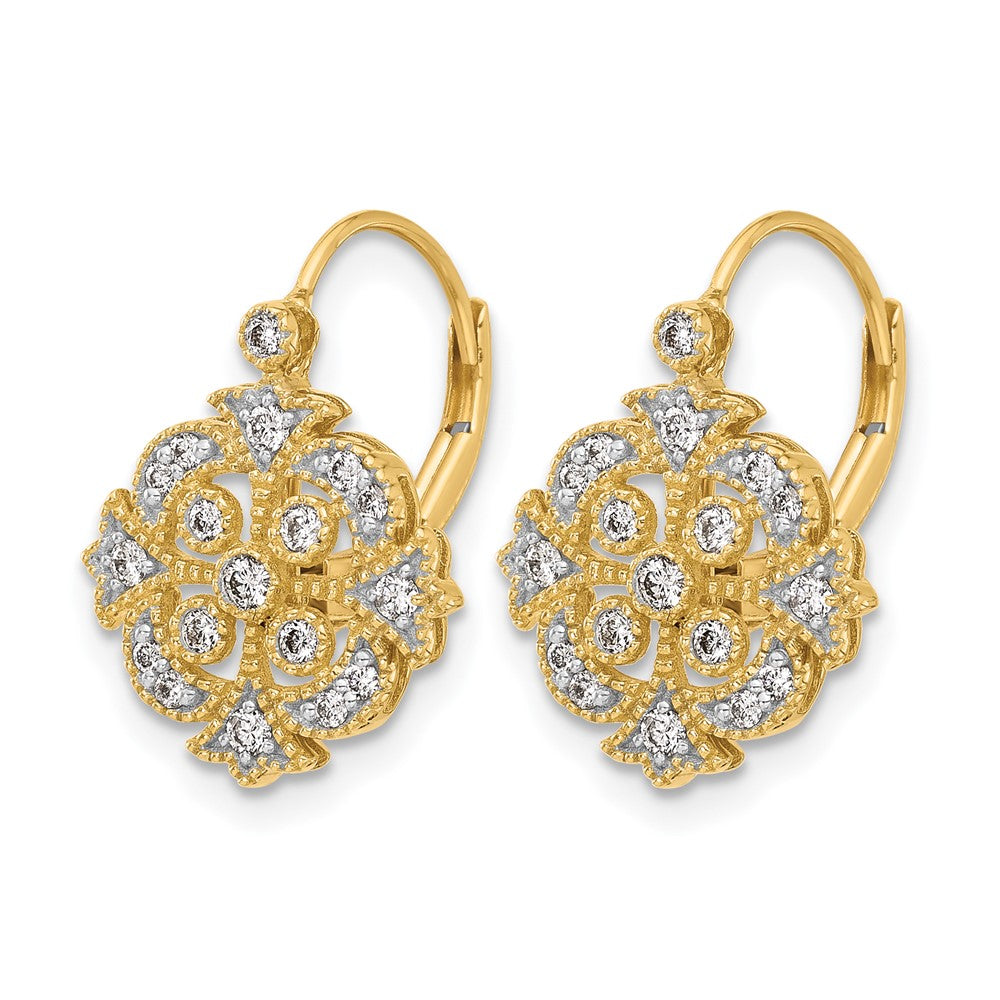 14k Diamond Leverback Earrings