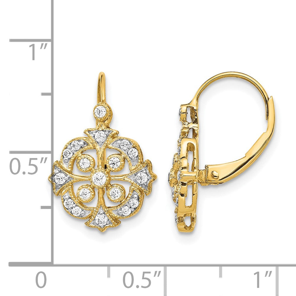 14k Diamond Leverback Earrings