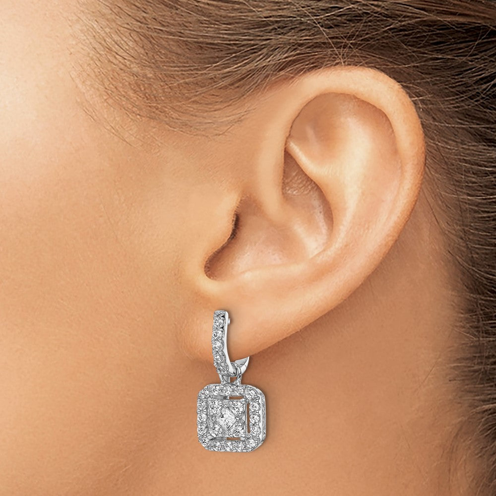 14k White Gold Diamond Hinged Earrings