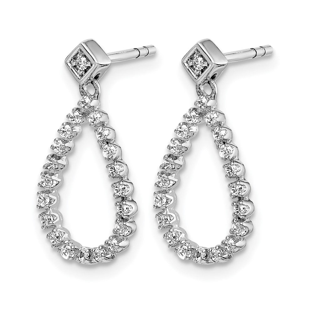 14k White Gold Diamond Teardrop Post Earrings