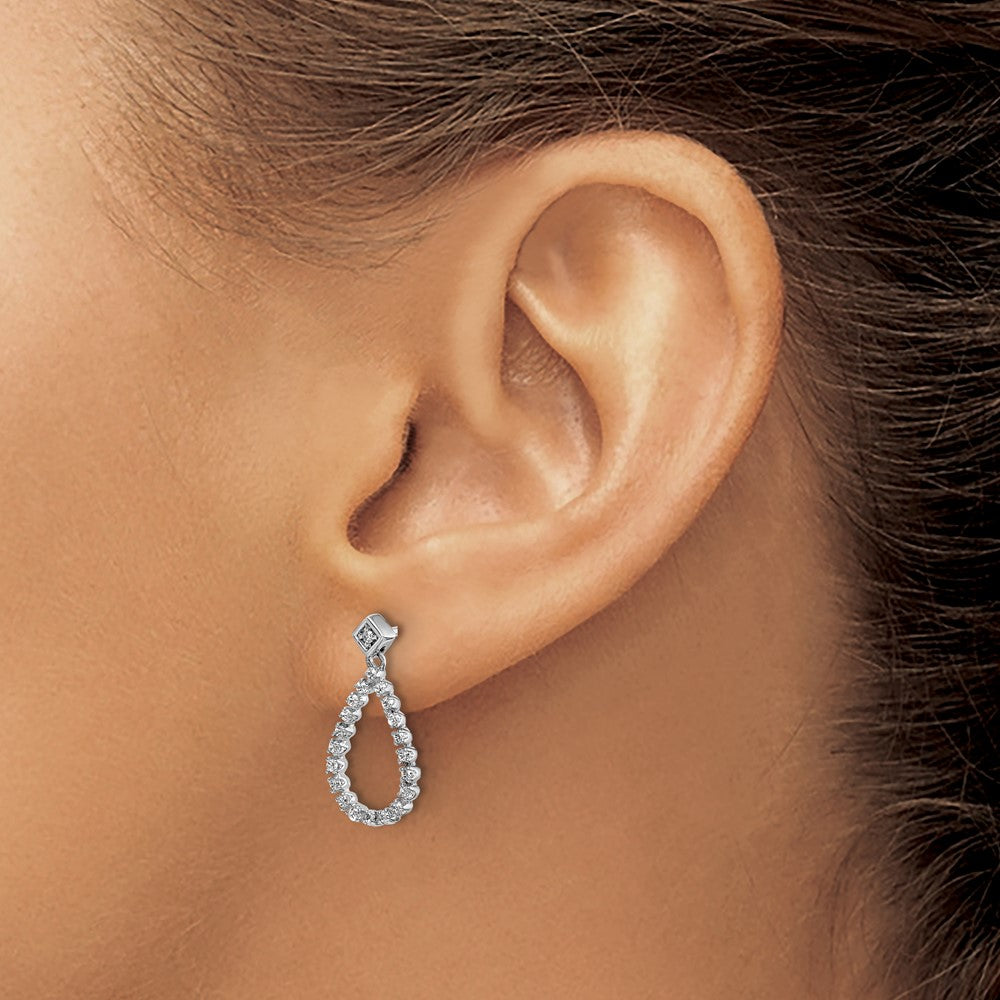 14k White Gold Diamond Teardrop Post Earrings