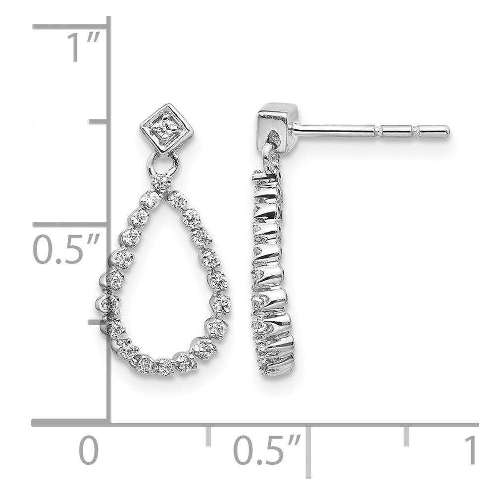 14k White Gold Diamond Teardrop Post Earrings