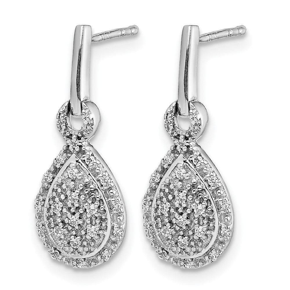 14k White Gold Diamond Teardrop Post Earrings