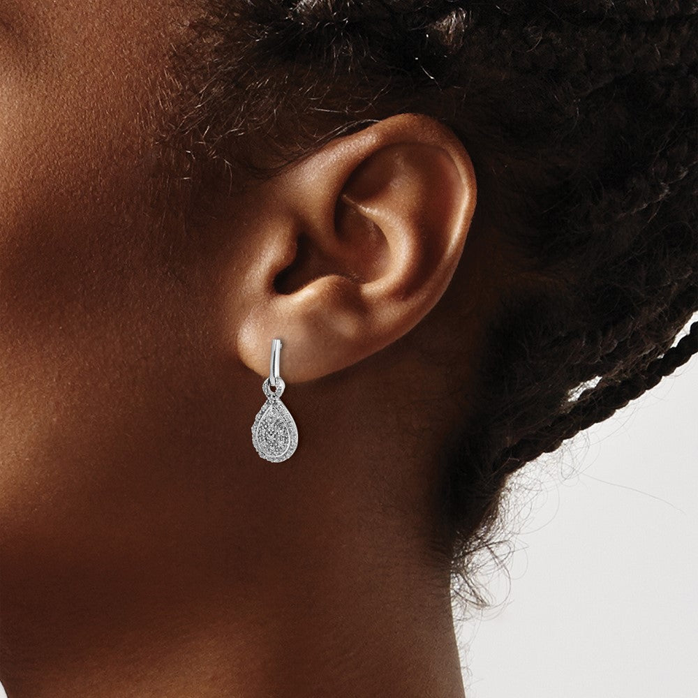 14k White Gold Diamond Teardrop Post Earrings