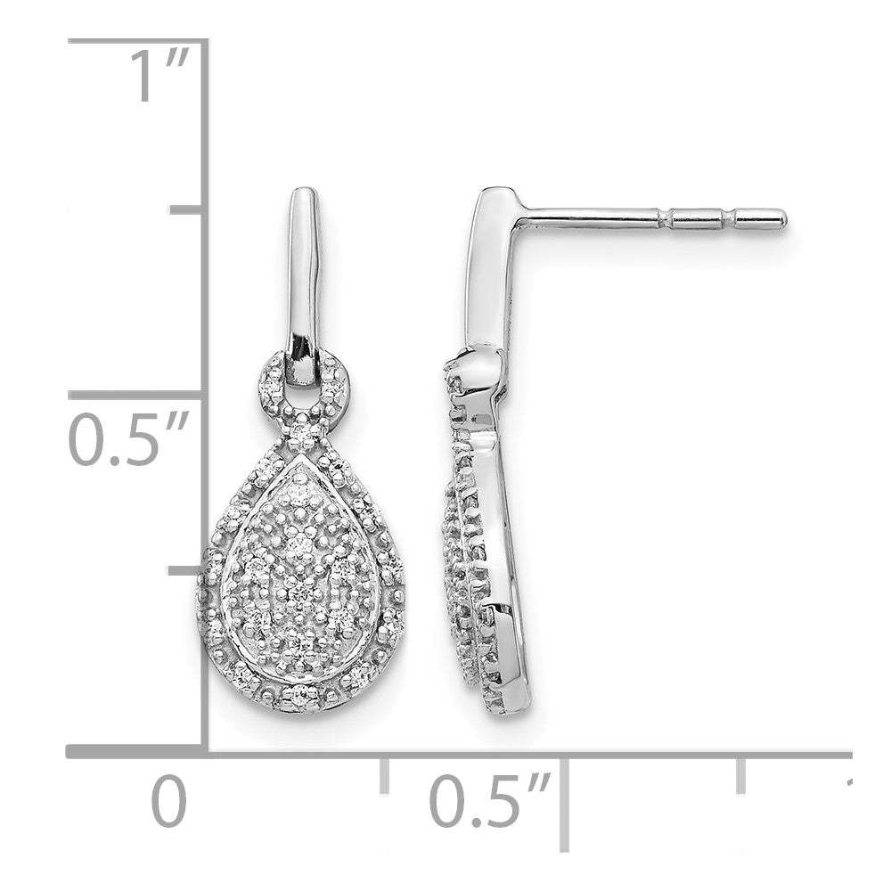 14k White Gold Diamond Teardrop Post Earrings