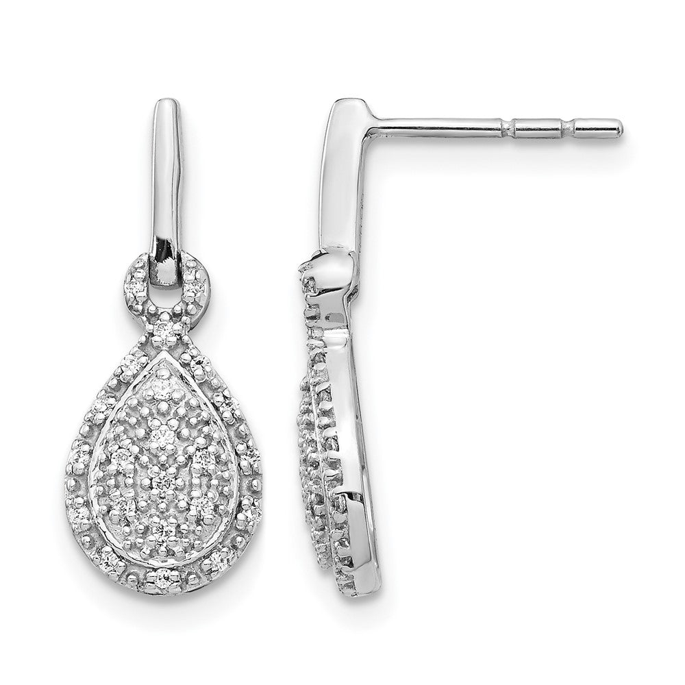 14k White Gold Diamond Teardrop Post Earrings