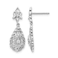 14k White Gold Diamond Teardrop Vintage Post Earrings