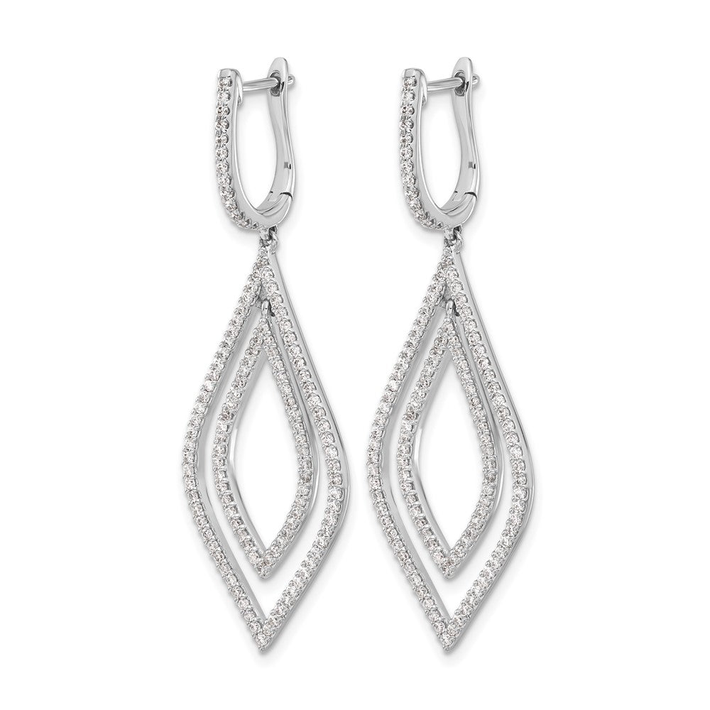 14k White Gold Diamond Teardrop Hinged Dangle Earrings