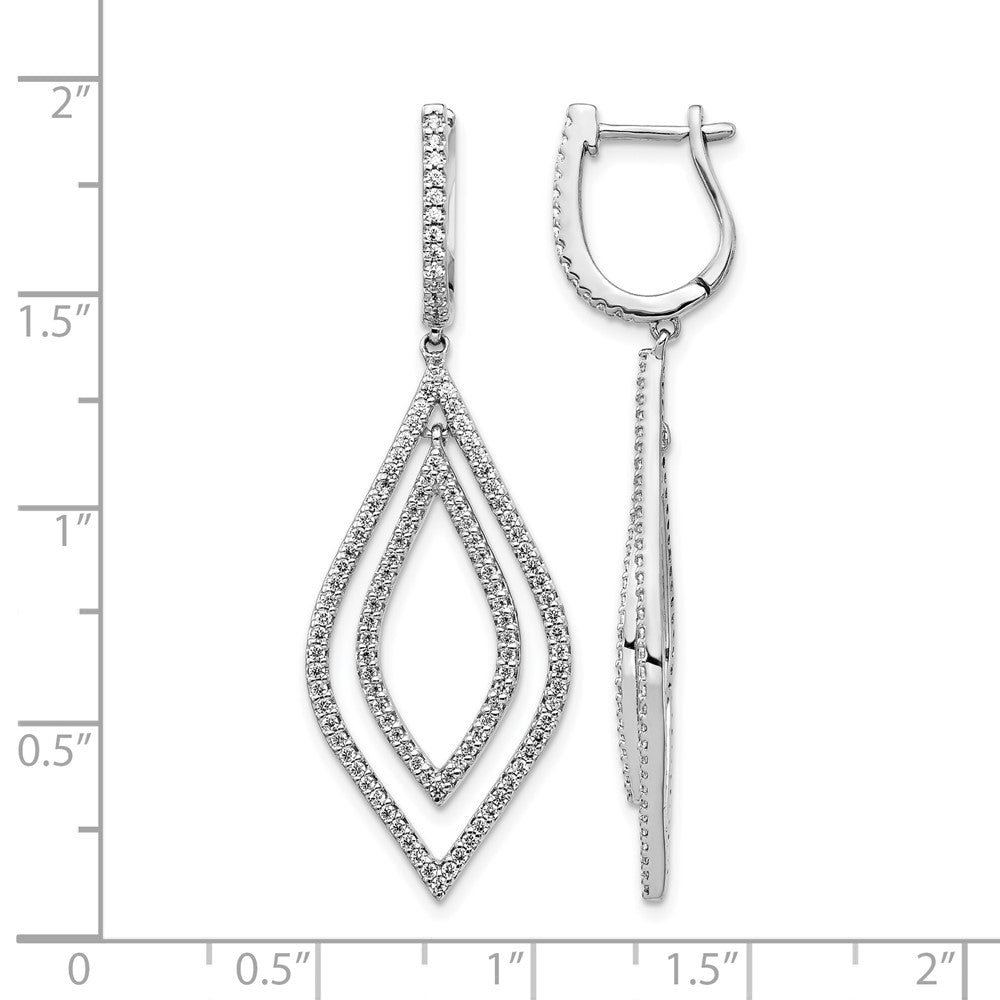 14k White Gold Diamond Teardrop Hinged Dangle Earrings