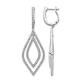 14k White Gold Diamond Teardrop Hinged Dangle Earrings
