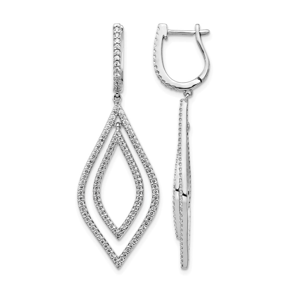 14k White Gold Diamond Teardrop Hinged Dangle Earrings