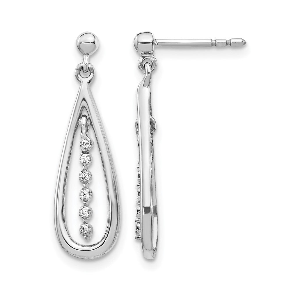 14k White Gold Diamond Teardrop Post Earrings
