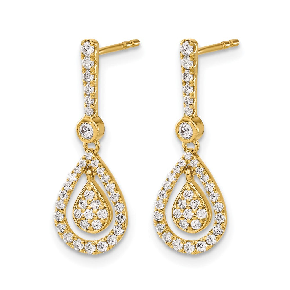14k Diamond Fancy Teardrop Dangle Post Earrings