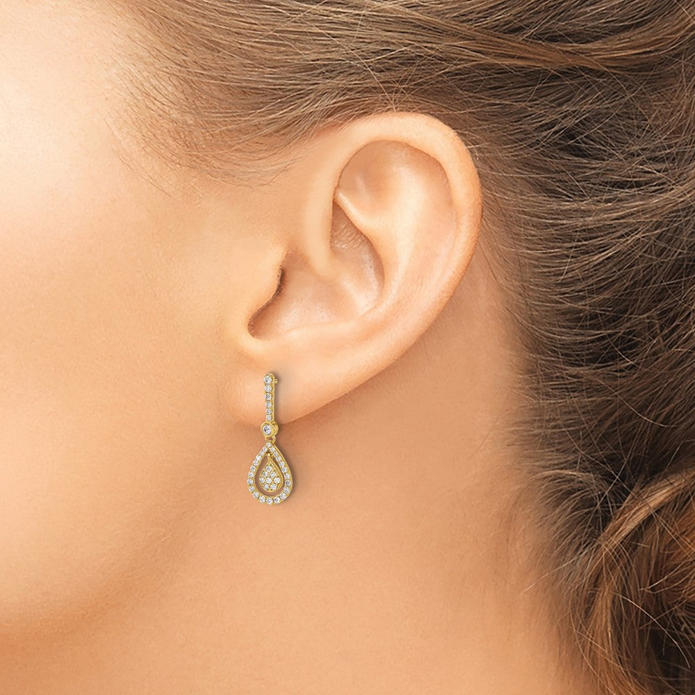 14k Diamond Fancy Teardrop Dangle Post Earrings