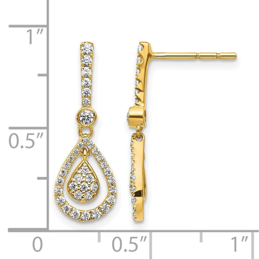 14k Diamond Fancy Teardrop Dangle Post Earrings