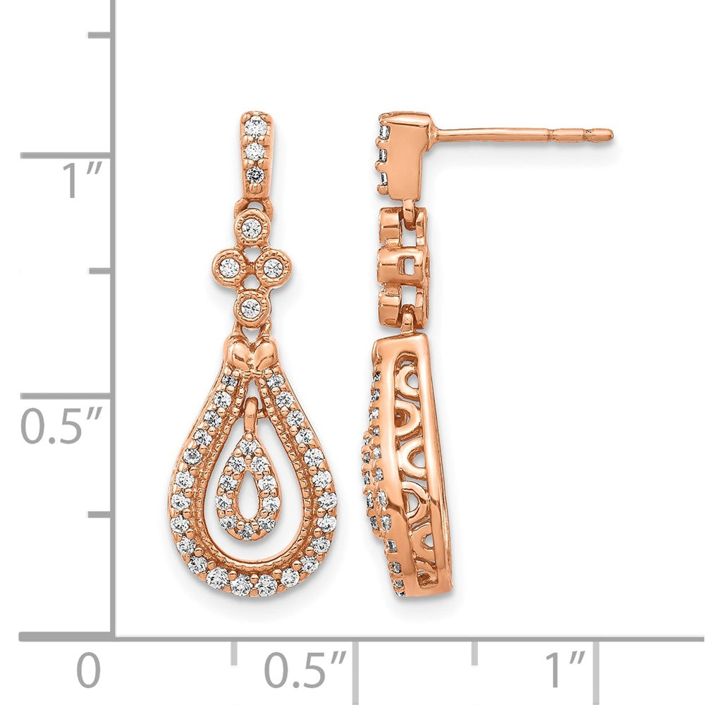 14k Rose Gold Polished Diamond Post Earrings