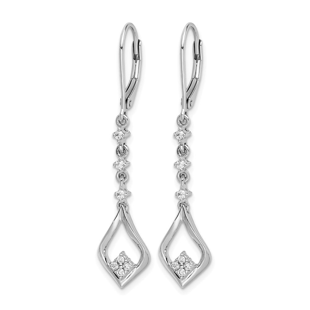14k White Gold Diamond Leverback Dangle Earrings