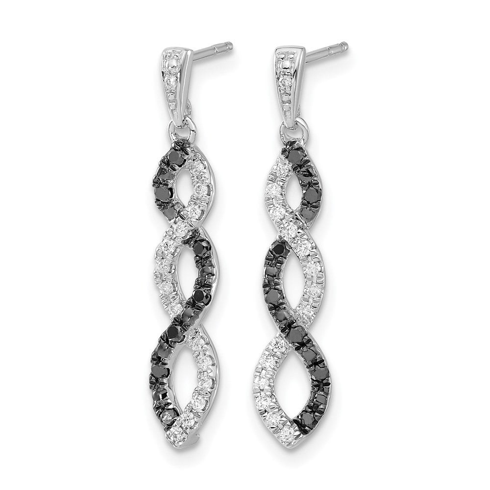14k White Gold Black and White Diamond Twisted Post Earrings