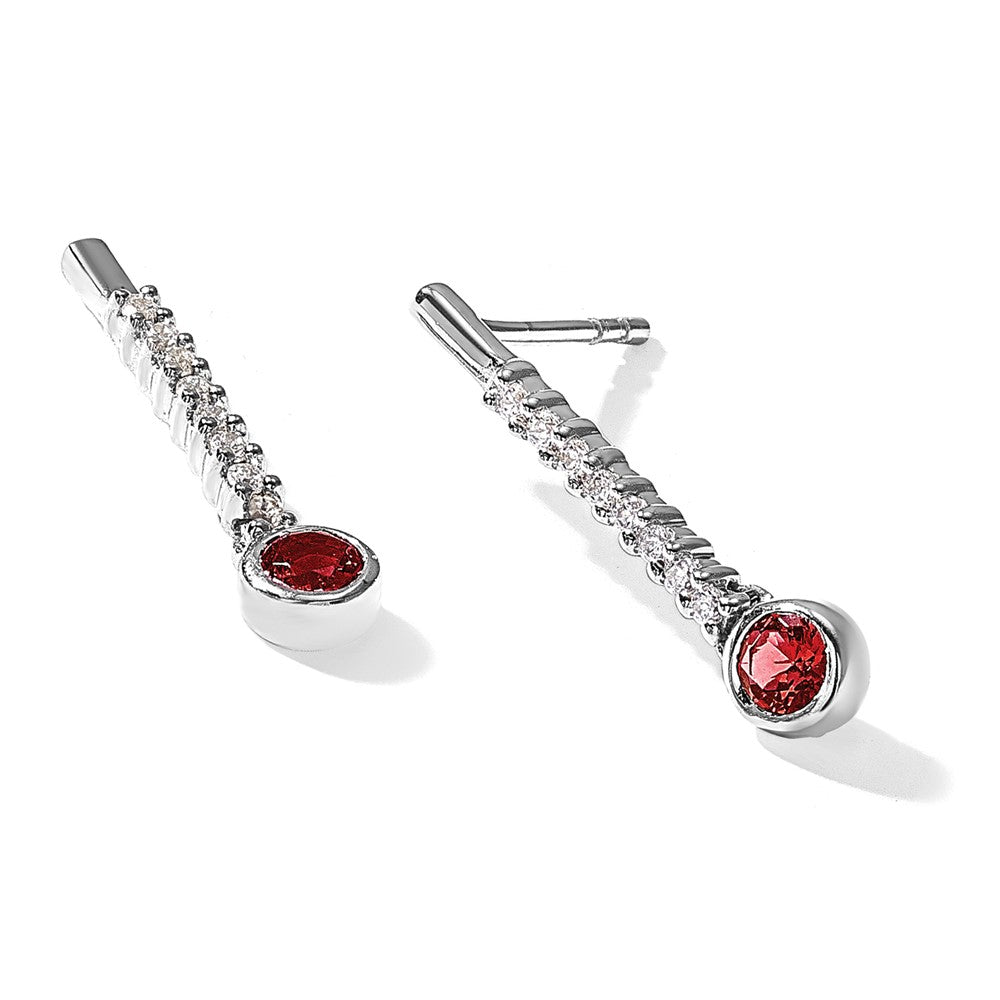 14k White Gold Red/White Diamond Earrings