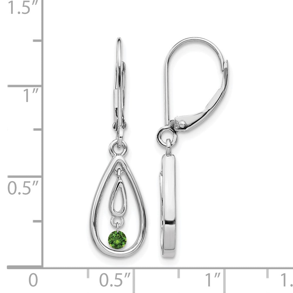 14k White Gold Green Diamond Leverback Earrings