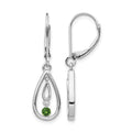 14k White Gold Green Diamond Leverback Earrings