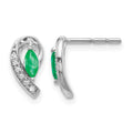 10k White Gold 1/20Ct Diamond and Emerald Earrings