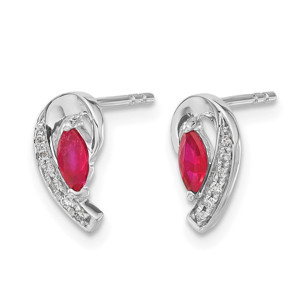 14k White Gold Diamond and Ruby Earrings