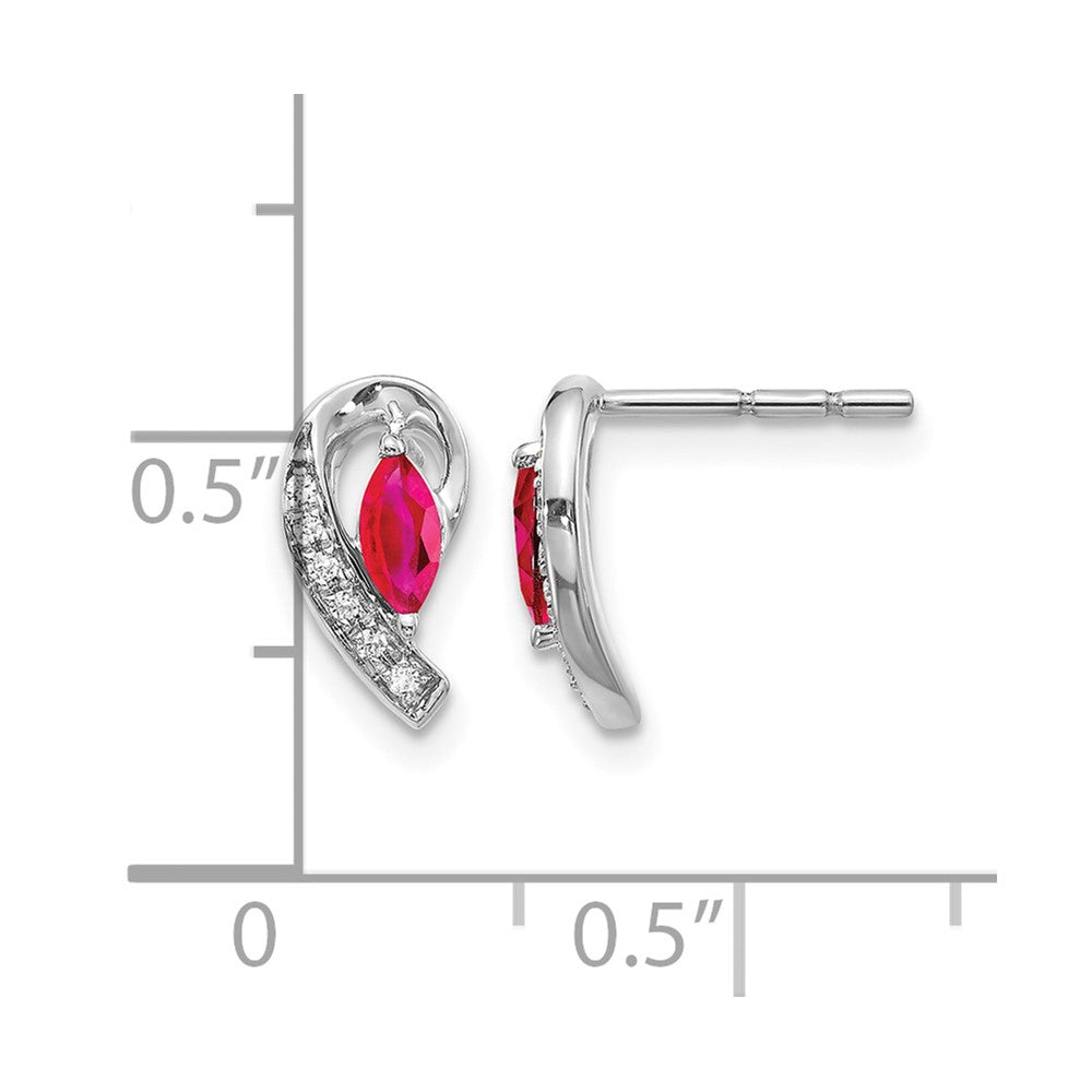 14k White Gold Diamond and Ruby Earrings