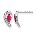14k White Gold Diamond and Ruby Earrings