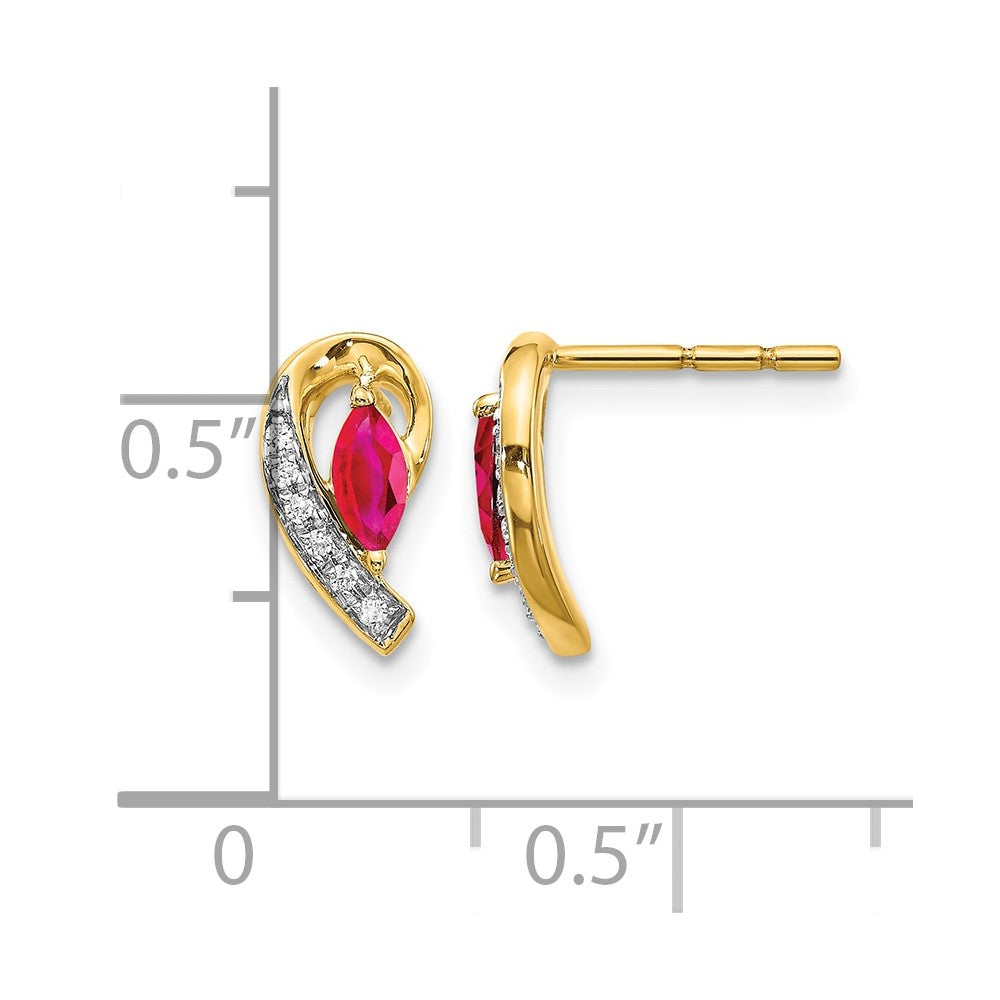 14k Diamond and Ruby Earrings