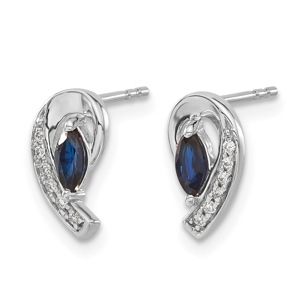 14k White Gold Diamond Sapphire Post Earrings