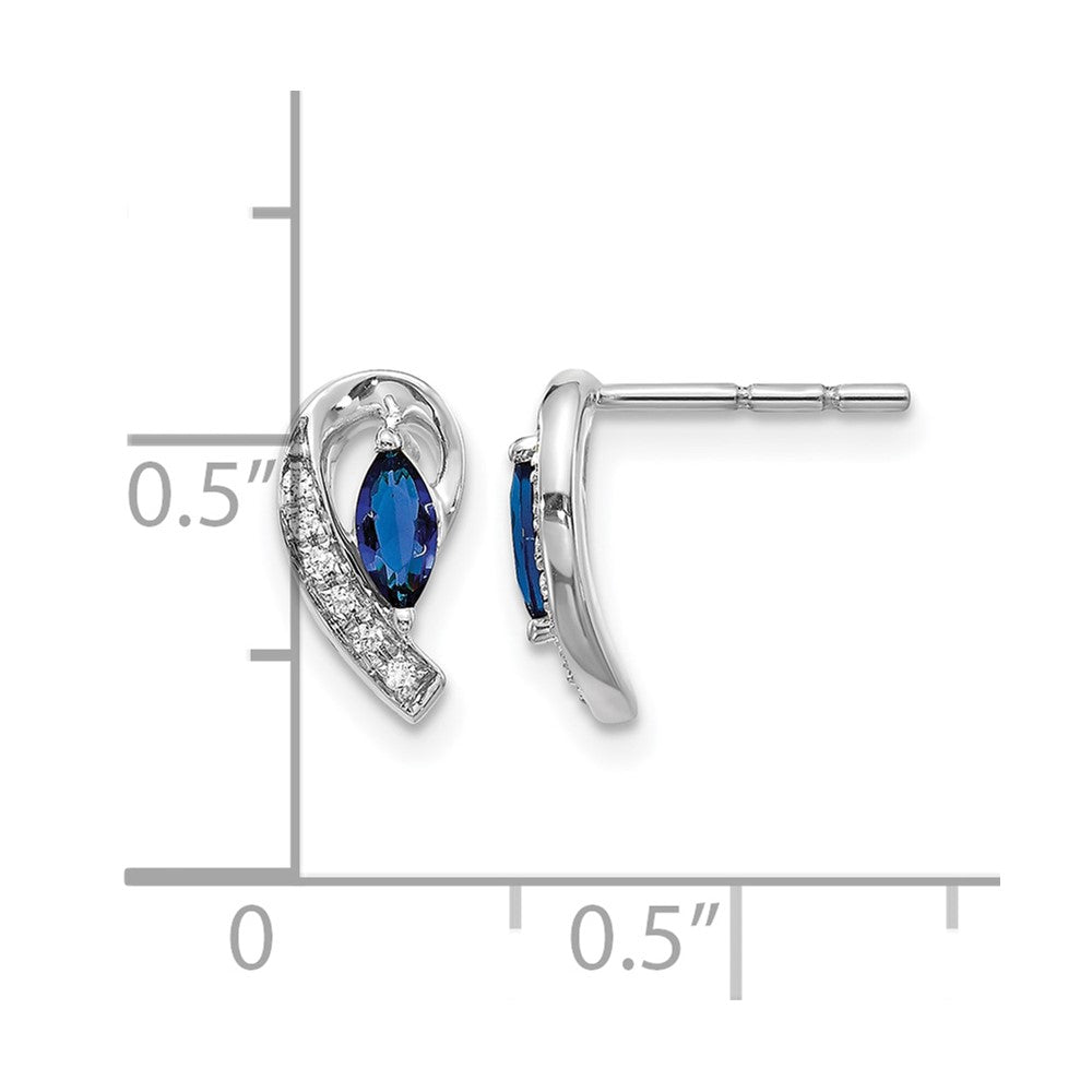 14k White Gold Diamond Sapphire Post Earrings