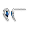 14k White Gold Diamond Sapphire Post Earrings