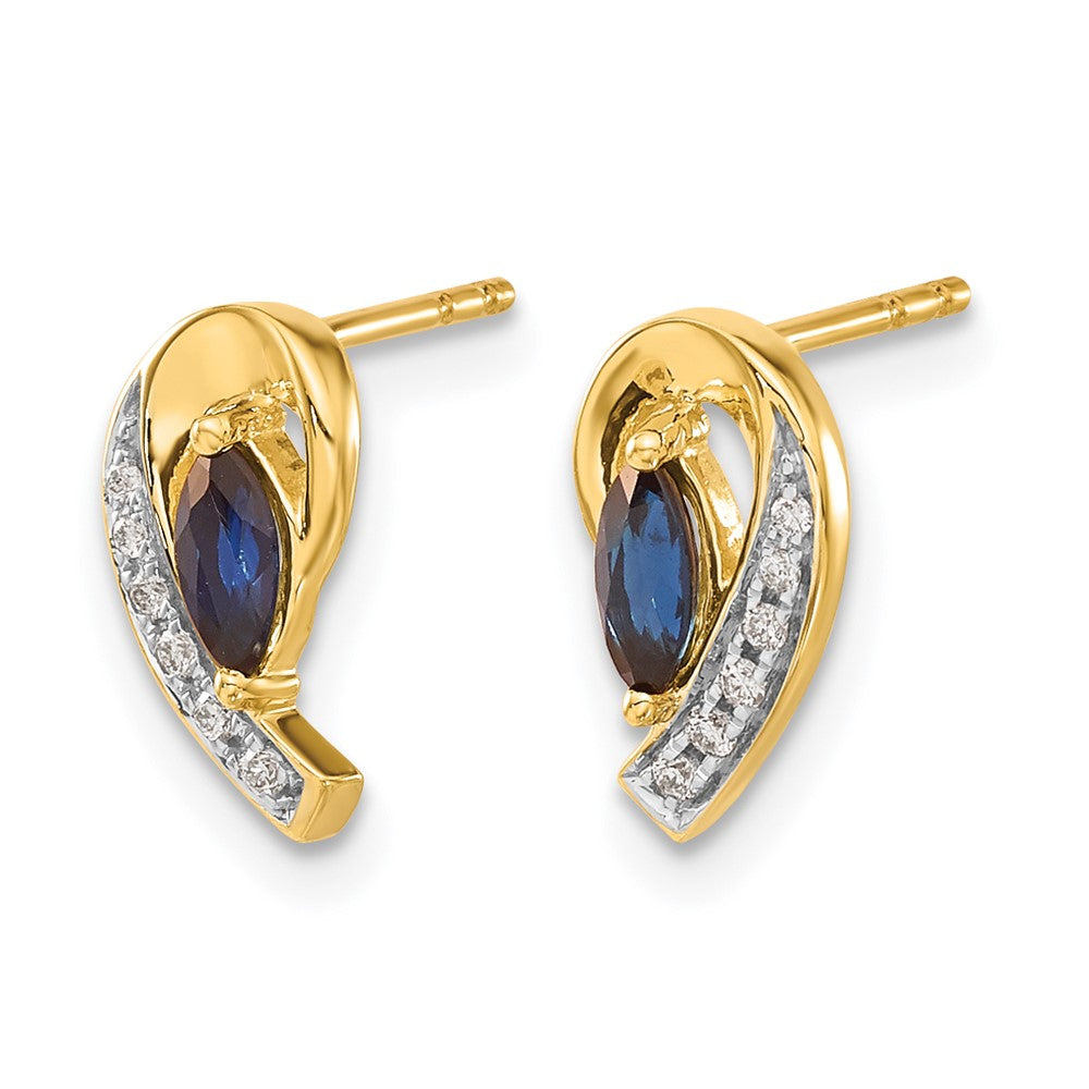 14k Yellow Gold Diamond and Sapphire Earrings