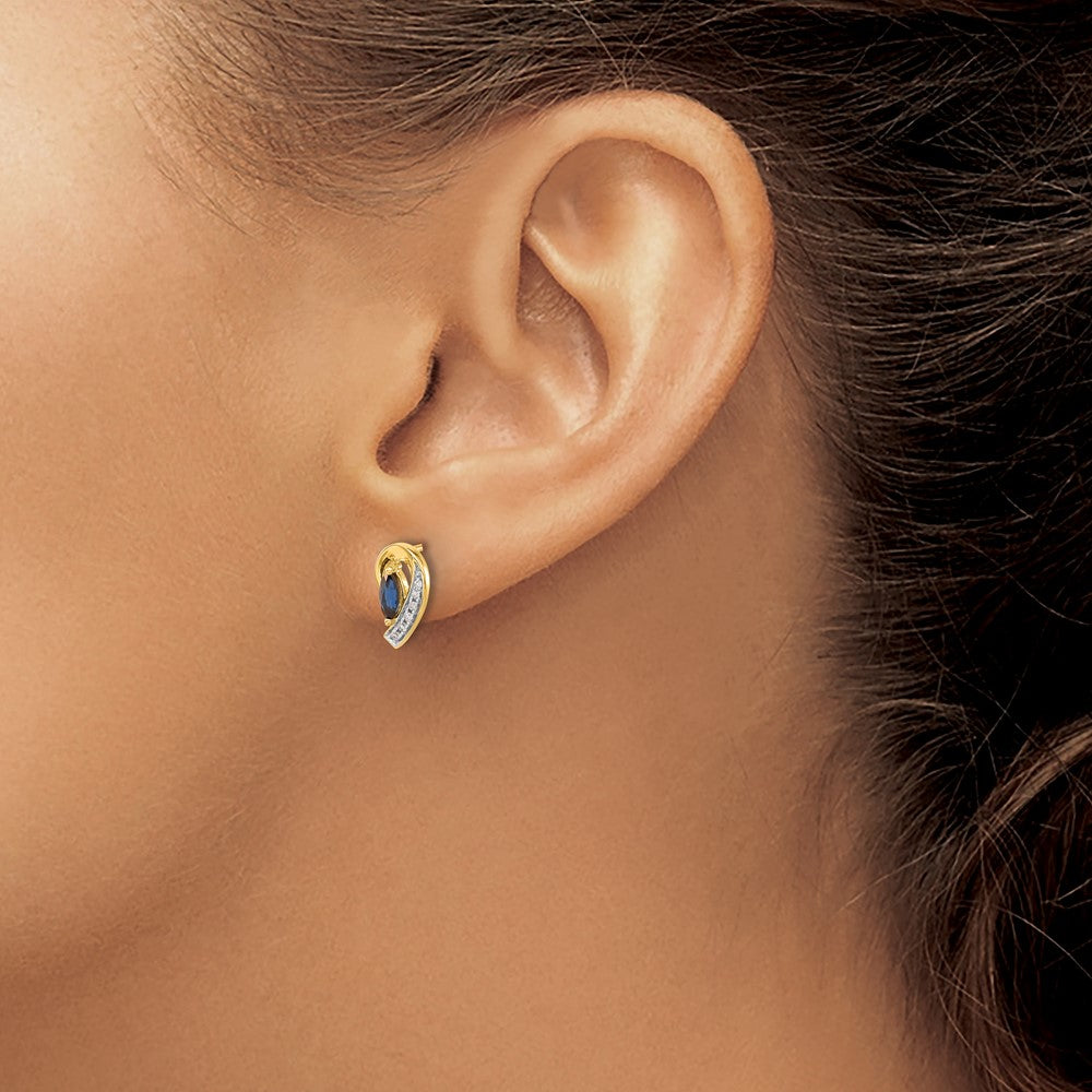 14k Yellow Gold Diamond and Sapphire Earrings