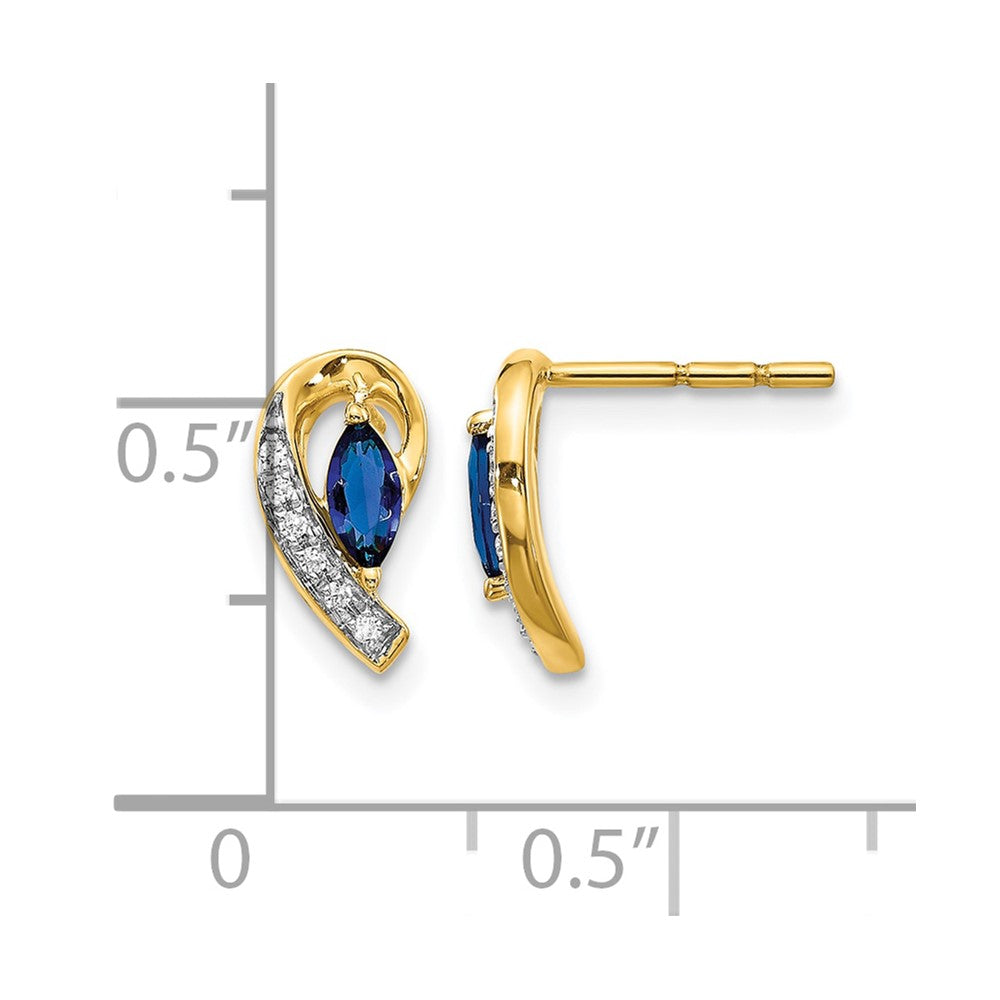 14k Yellow Gold Diamond and Sapphire Earrings