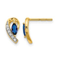 14k Yellow Gold Diamond and Sapphire Earrings