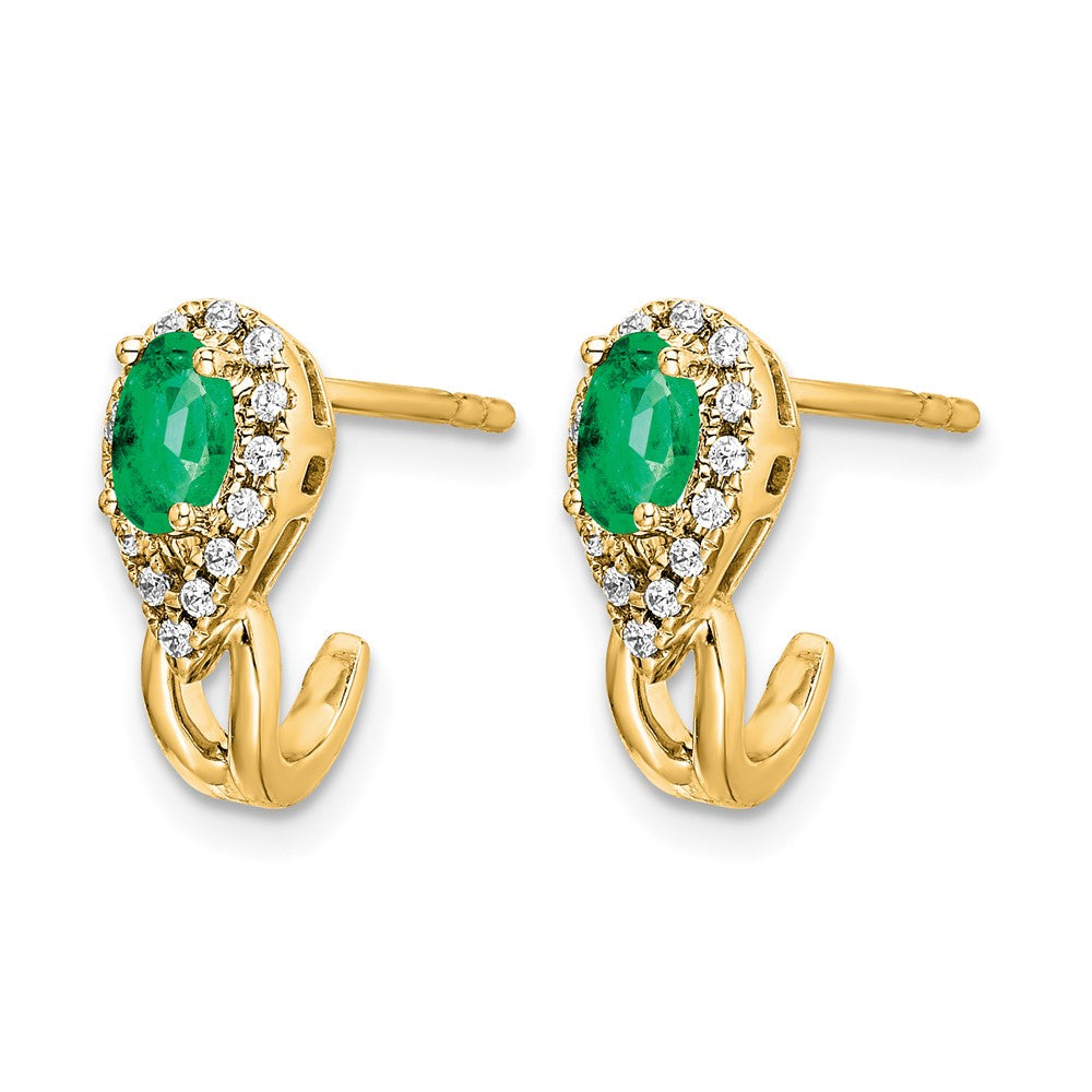 14k 1/8Ct Diamond and Emerald Earrings