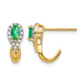 14k 1/8Ct Diamond and Emerald Earrings