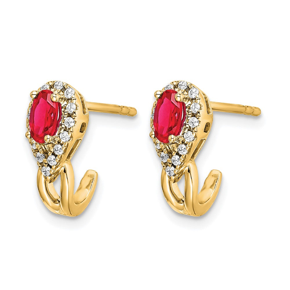 14k Diamond and Ruby Earrings