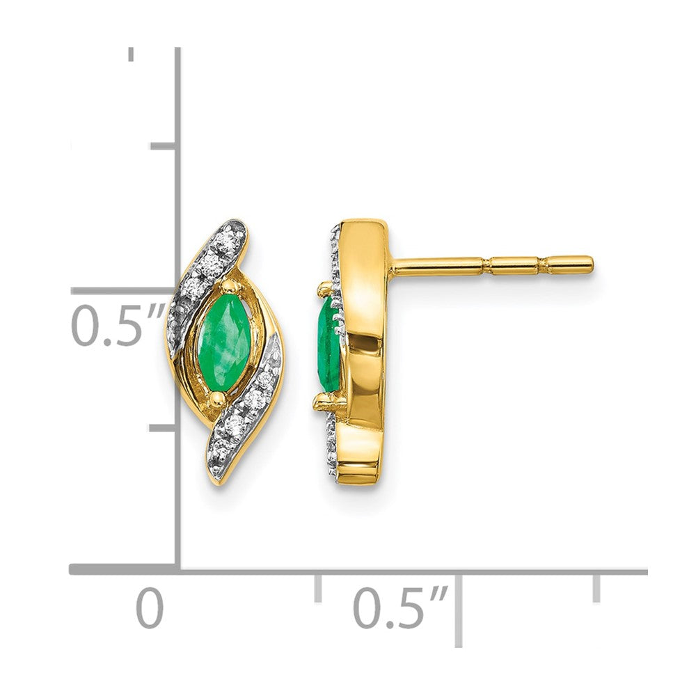 10k 1/15Ct Diamond and Emerald Earrings
