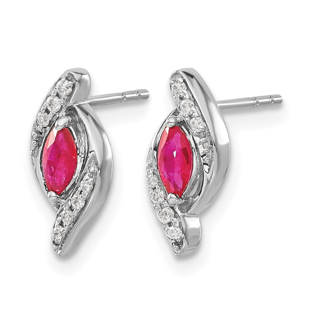14k White Gold Diamond and Ruby Earrings